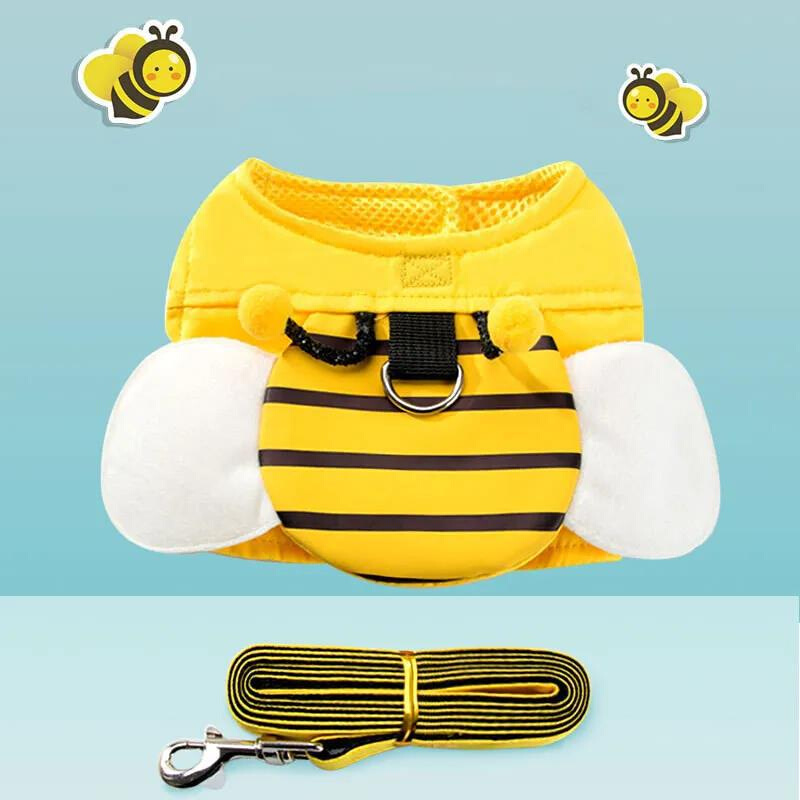 Cute Little Bee Shape Saddlebag with Leash Pet Backpack