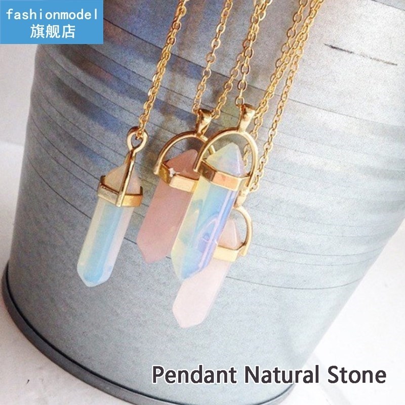 Natural Crystal Stone Pendant Collarbone Necklace Stone Volc
