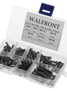 170pcs M4 Screws Bolts and Nuts SS304 Hex Socket Button Head