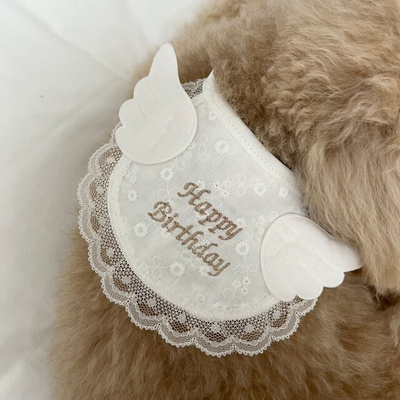 Cute Wing Dog Birthday Party Bib Pet Cat Saliva Towel Bib