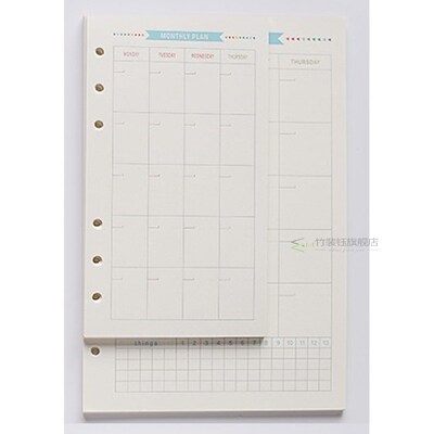 6 Holes Loose Leaf Notebook Spiral Planner Refill Inner Pape