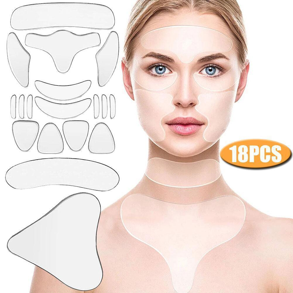 7/18/16Pcs Silicone Face Forehead Cheek Chin Sticker-wr