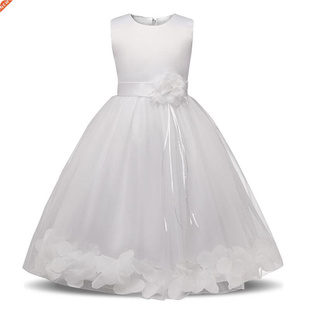White Lace Flower Girls Wedding Dress Formal Ceremonies Dres