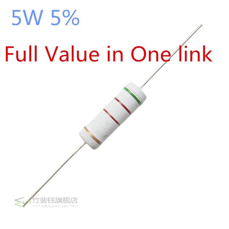 10pcs 5W Metal oxide film Resistor 5% 1R ~ 10M 100R 220R 330