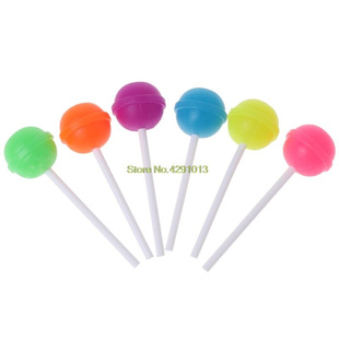6Pcs Creative Sweet Candy Lolipop Eraser Cleaner For Kids Gi