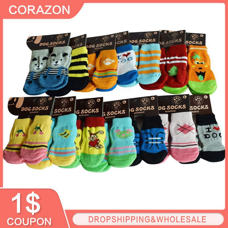 Cute Cartoon Pet Socks Warm Dogs Puppy Pet Knits Socks Anti
