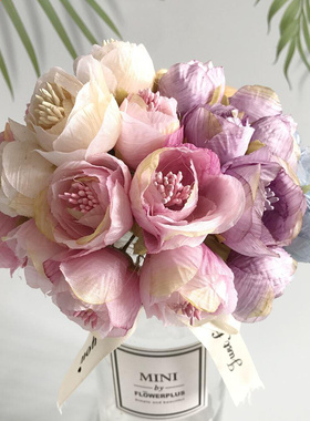 6pcs silk small tea buds roses bouquet artificial flowers fo