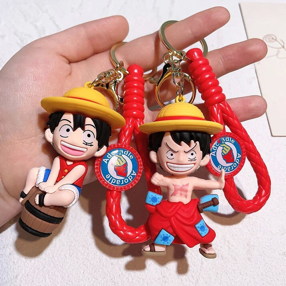 One Pcs KeyChain Luffy KeyRing Cartoon llaveros DollCouple B