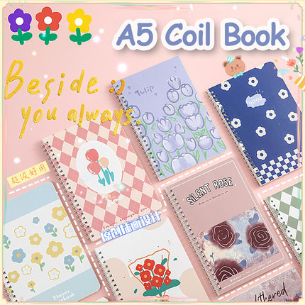 A5 Size Coil Lined Notebooks Kawaii Cover 2 Random Cute