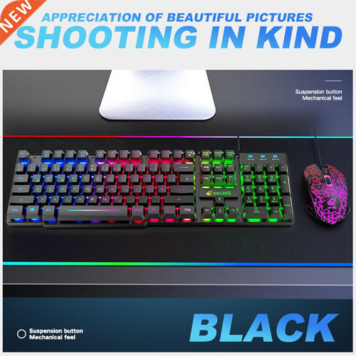 3pcs/Set Rainbow Backlight Keyboard 2400DPI T13 Adjustable M