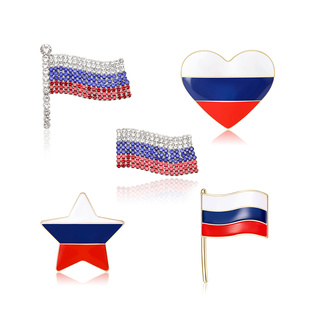 Beaut&Berry Women's Enamel Russian Flag Pin Unisex Love Star