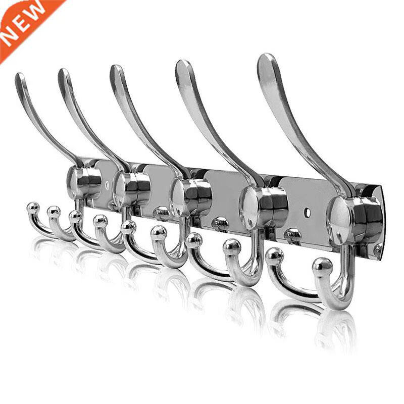 10 Hooks Stainless Steel Coat Rack Wall Door Mounted Hanger
