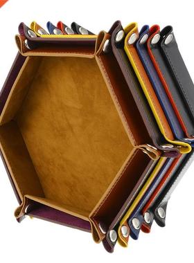 6Color Key Box PU Leather Hexagonal Folding Hexagon Dice Tra