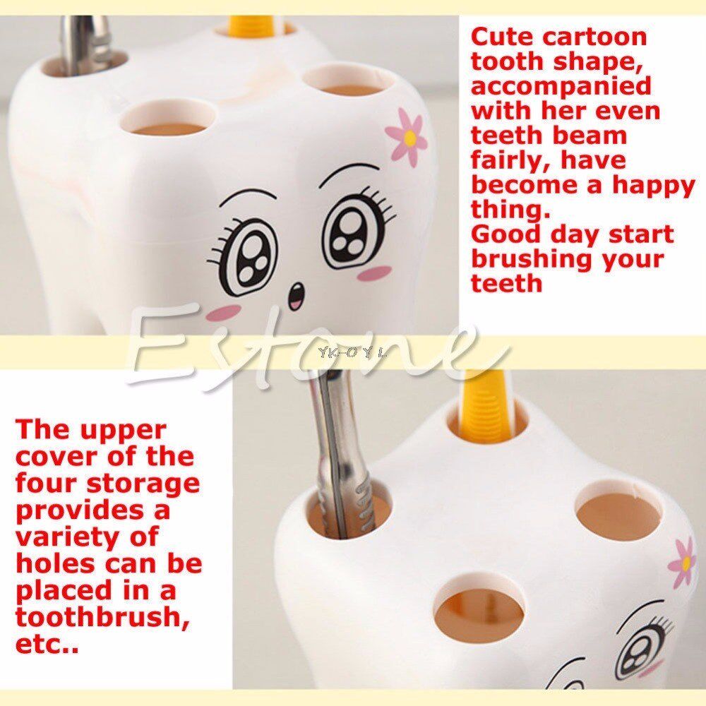 New Lovely Cartoon Tooth Shape Design 4 Holes Toothbrush Ho