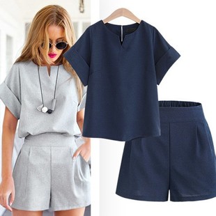 Summer Tracksuit Women Two Piece Set Cotton Linen Solid Pull