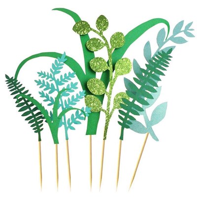 Palm Birthday Cake Decoration Plant Animal Theme Cupcake Dec