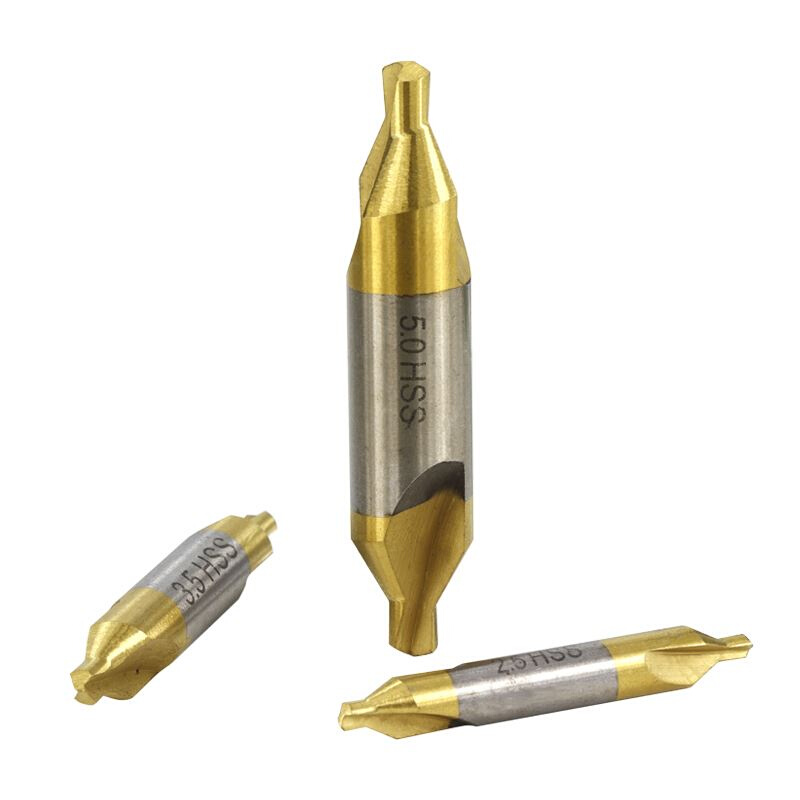 CMCP 6pcs HSS Center Drill Bits Set TiN Coated Combined Coun