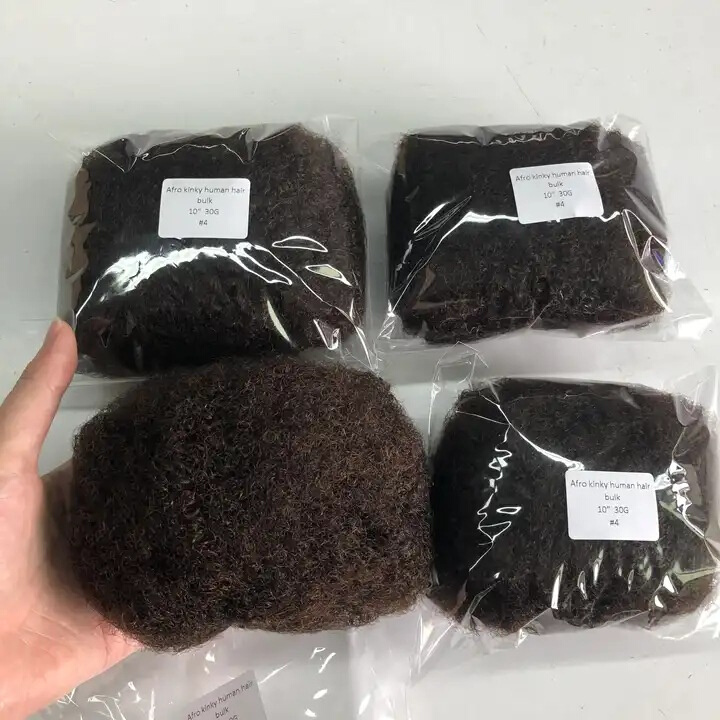 Vastdreads afro kinky cheveux human #4 brown afro bulk hair