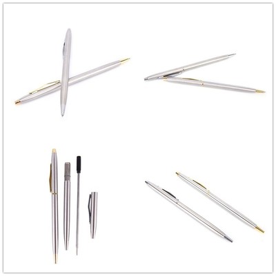 New 1pc Stainless Steel Rods Rotating Metal Ballpoint Pen Bu