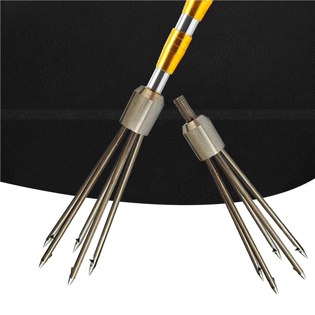 5-Prong Fishing Spear Spearhead Fork Harpoo Barbs Strong