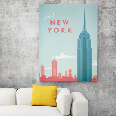 Cartoon City New York Paris London Morocco Wall Art Canvas