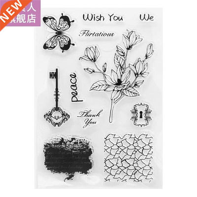 Key Flower Silicone Clear Seal Stamp  Scrapbook Embossing