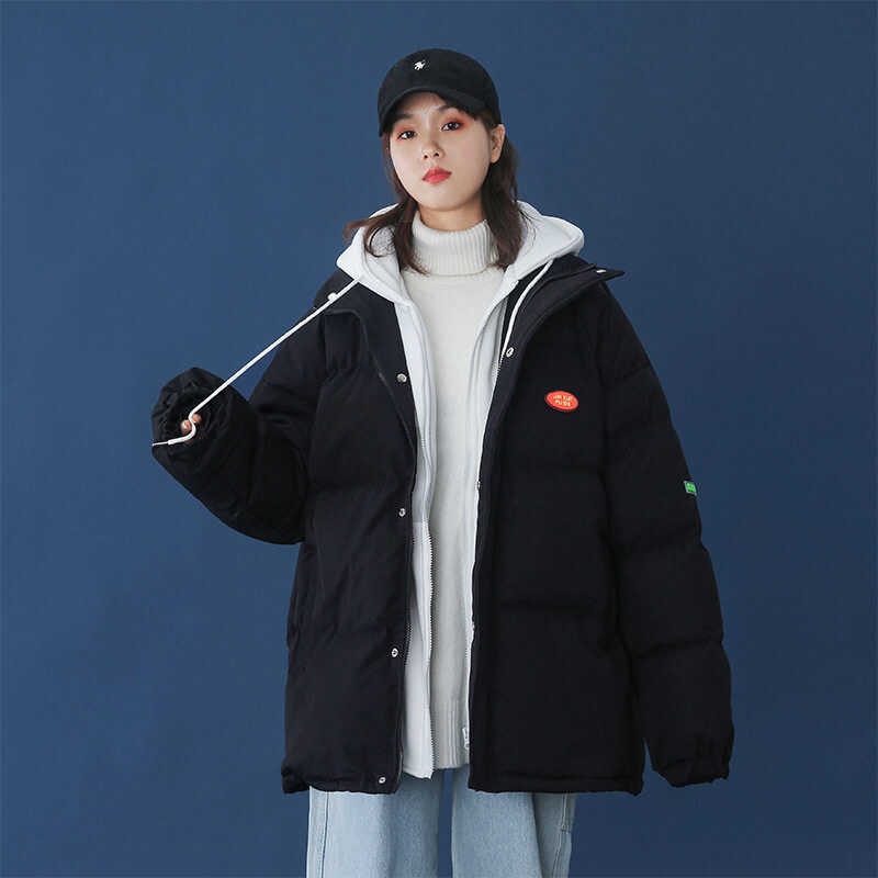 23/冬情侣冬连帽假两件棉服插袋保暖棉衣 M5114 p105【特价】面料