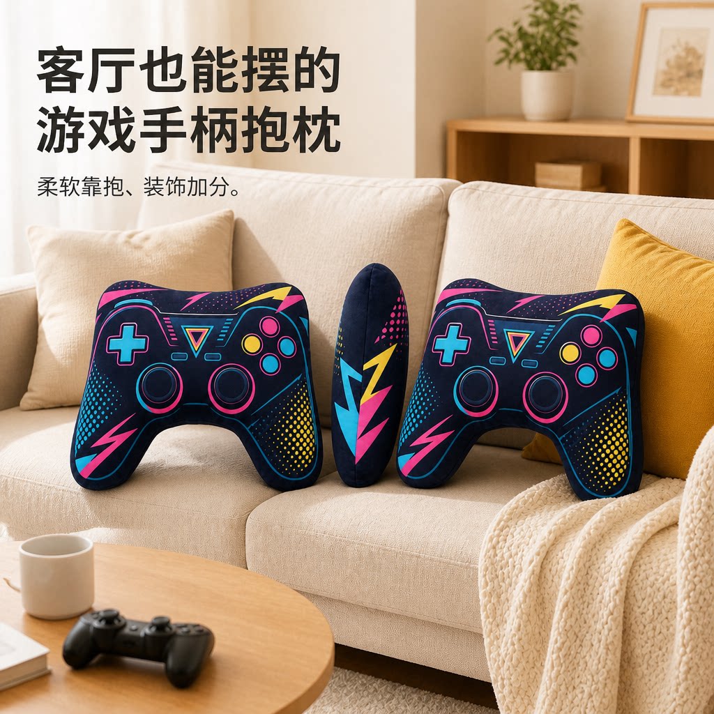 复古游戏手柄创意仿真可爱柔软家居玩偶礼物抱枕异形抱枕腰靠枕头