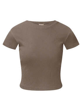 BCW2025夏季新款女装黑色短袖T恤女宽松圆领简约风格休闲上衣裙子