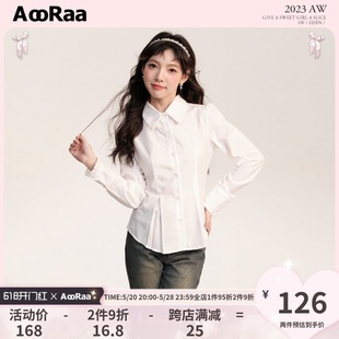 AooRaa原创设计 收腰基础衬衫 打底衬衣秋 白栀月光