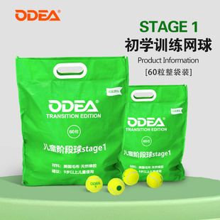 Odear/欧帝尔儿童绿点球satge1网球成人初学者减压过渡训练球网球