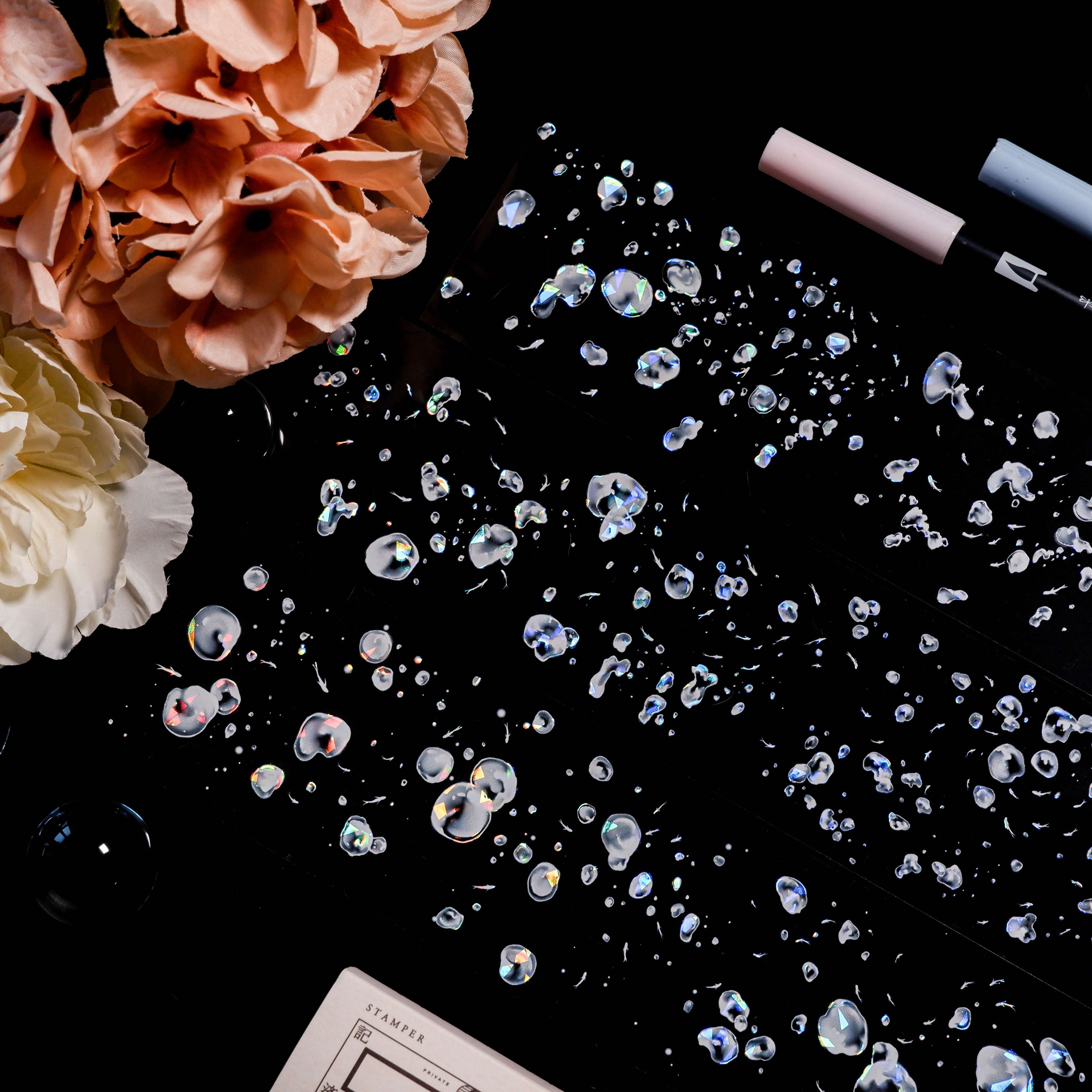 景物志#9月新品咕噜咕噜气泡泡琉璃光pet胶带流沙麻将咕卡吧唧砖