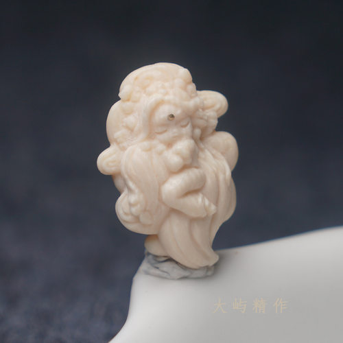 新品！天然猛犸象牙雕刻件 九尾狐 DIY文玩配饰 设计款手挂链吊坠