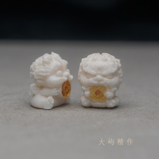 天然猛犸象牙雕刻件 吞金兽宝宝 小红书 提溜 DIY文玩小配饰 手串