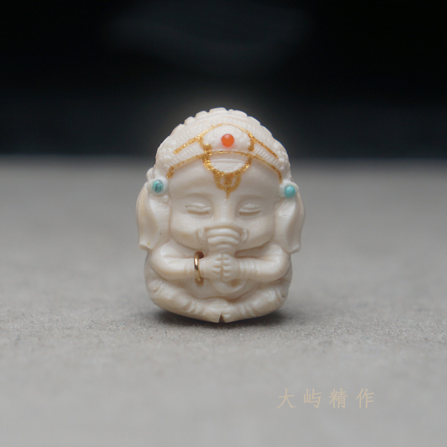 天然猛犸象牙雕刻件 18k手镯