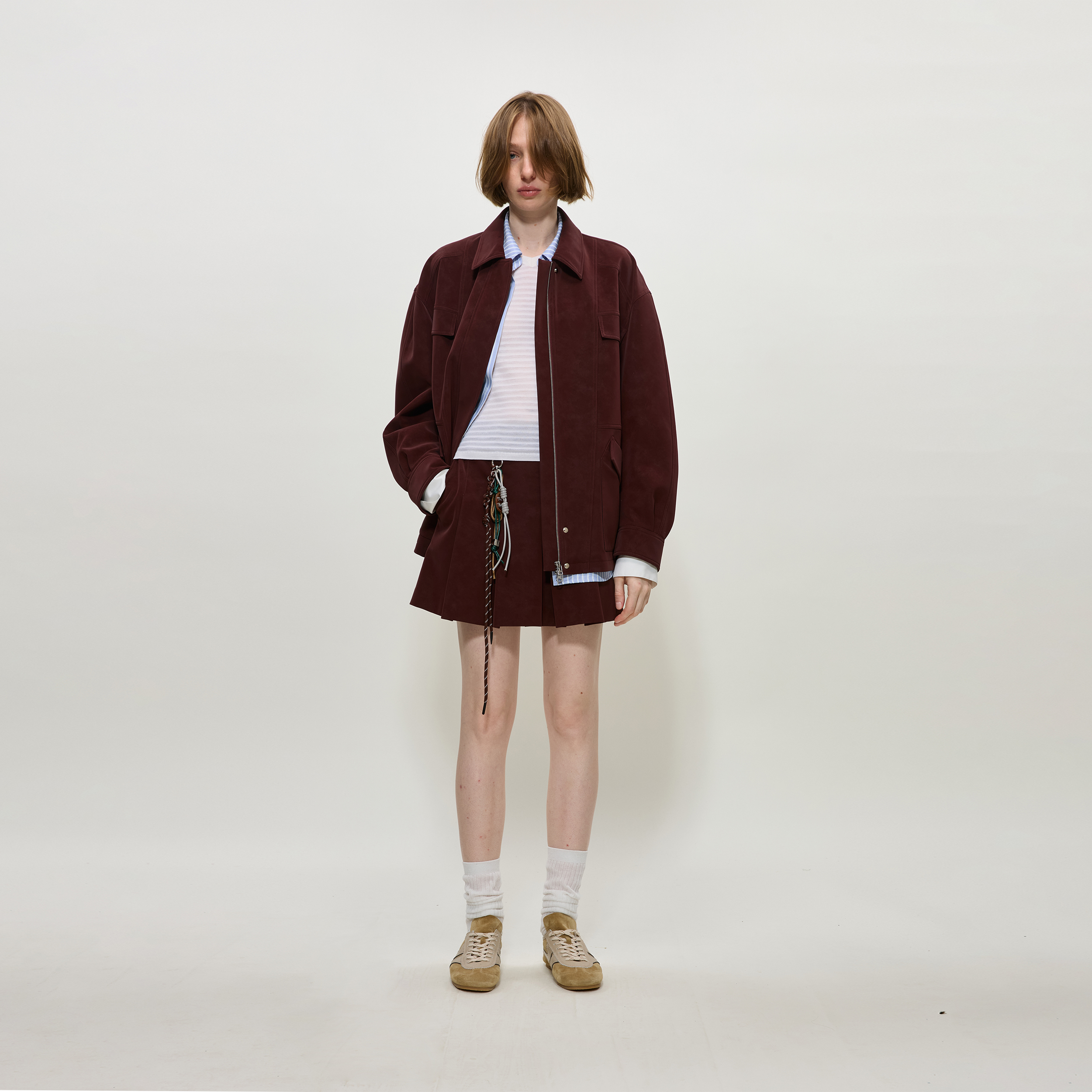 phism【新品首发】25年秋冬新品长款PU造型感外套女款上衣