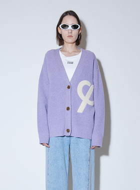 PHISM宽松毛衣开衫女慵懒风V领学院风复古休闲针织外套设计感外搭