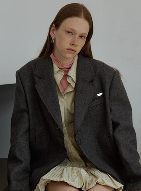 【佳雪佳敏直播精选】PHISM秋冬新款毛边西服外套女进口西装