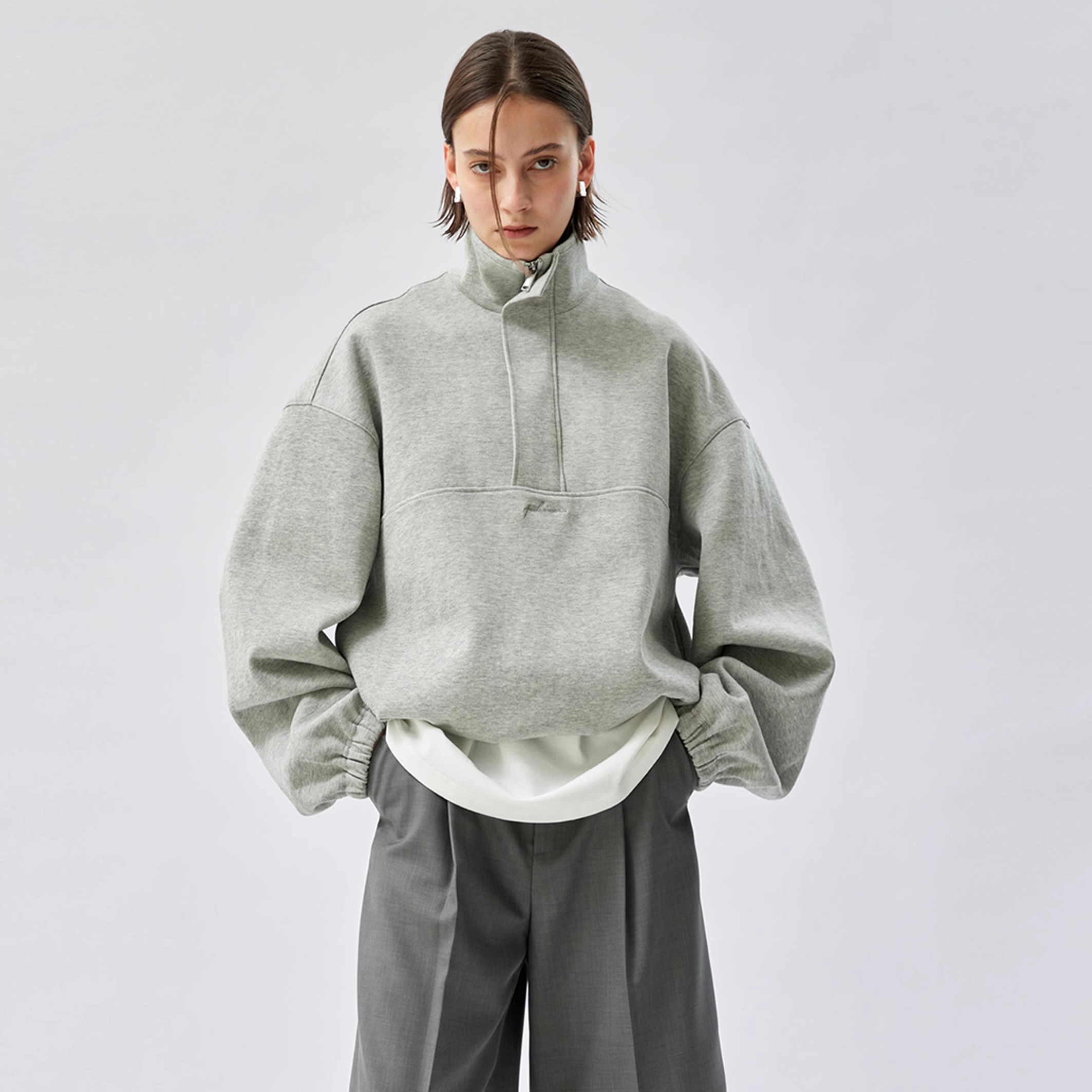 新款半拉链卫衣PHISM慵懒