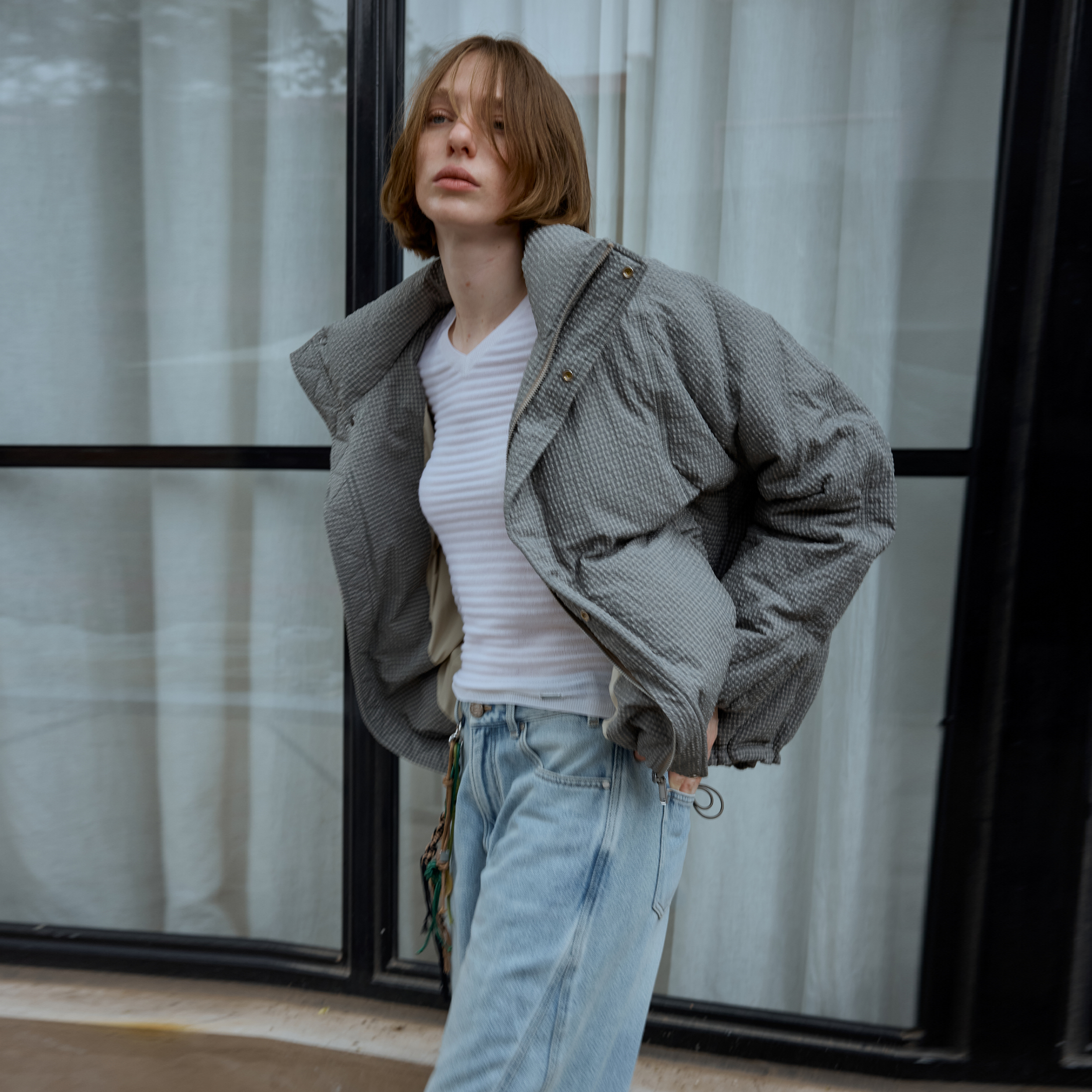 phism【新品首发】25年秋冬新品女款绗线羽绒服保暖外套白鹅绒服