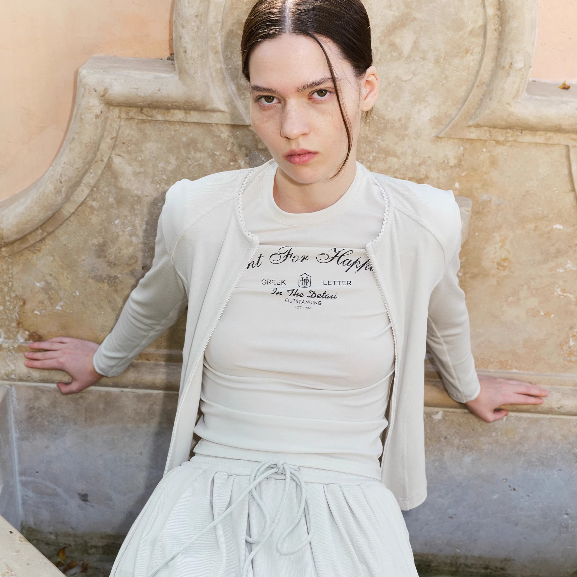 撞色印花新款  正肩长袖T恤