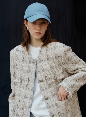 明星同款PHISM新款小香风外套进口花呢面料女款中长款秋冬