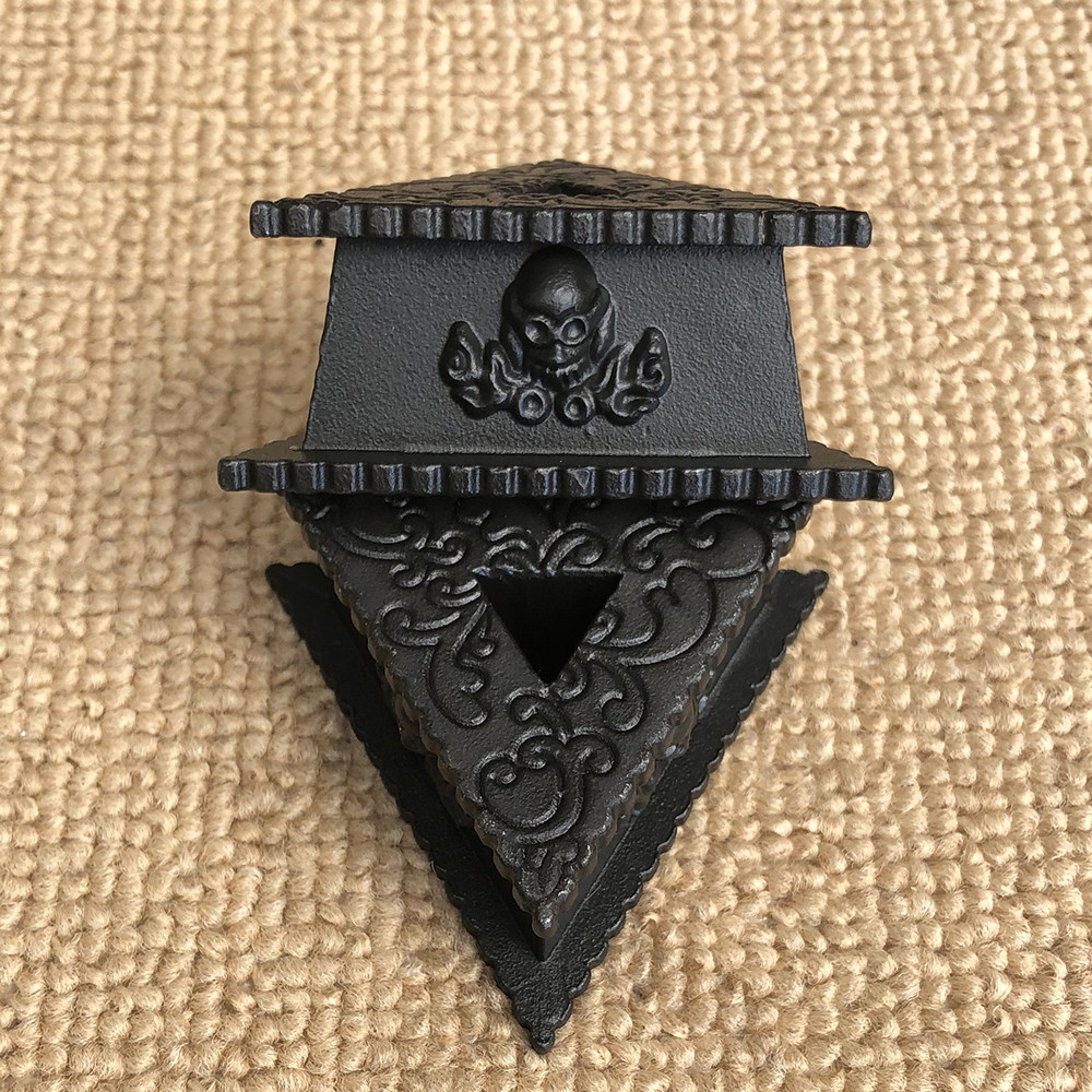 家居饰品大号陨铁铸造金刚橛普巴杵骷髅头底座摆件密宗供具