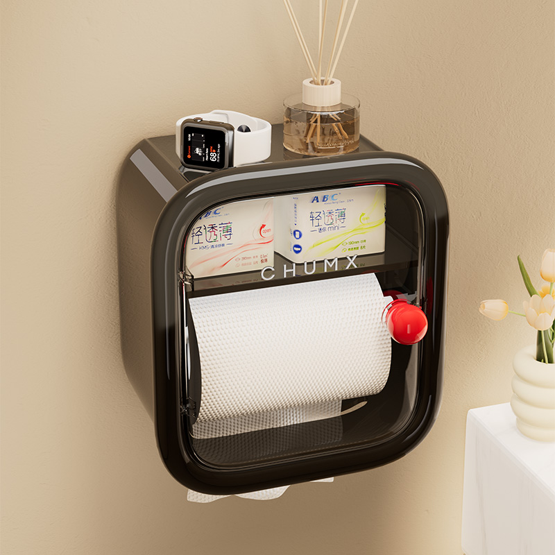 卫生间厕纸盒壁挂式圣诞节家用洗脸巾收纳盒卷纸盒厕所纸巾抽纸盒