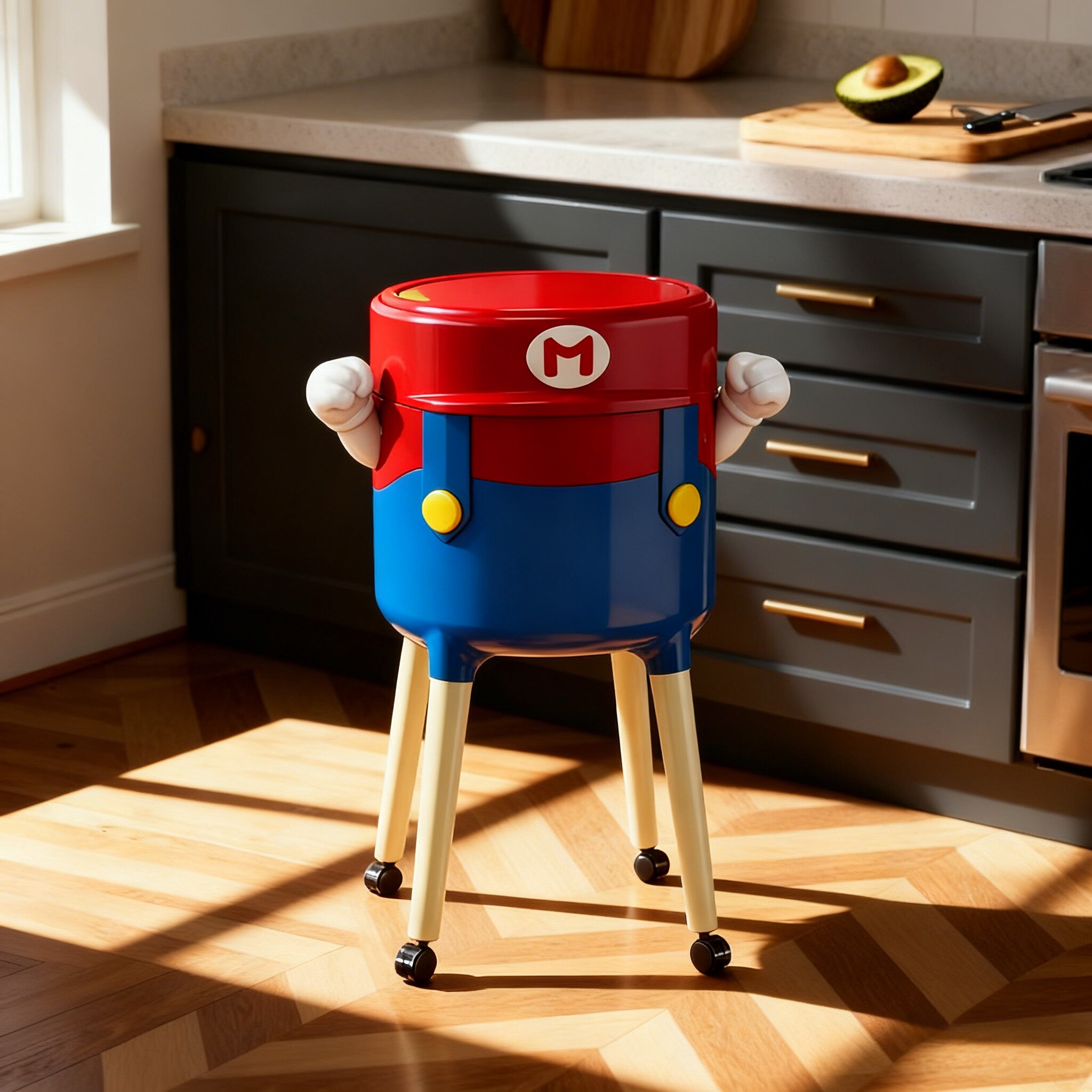 厨房垃圾桶加高带轮大容量