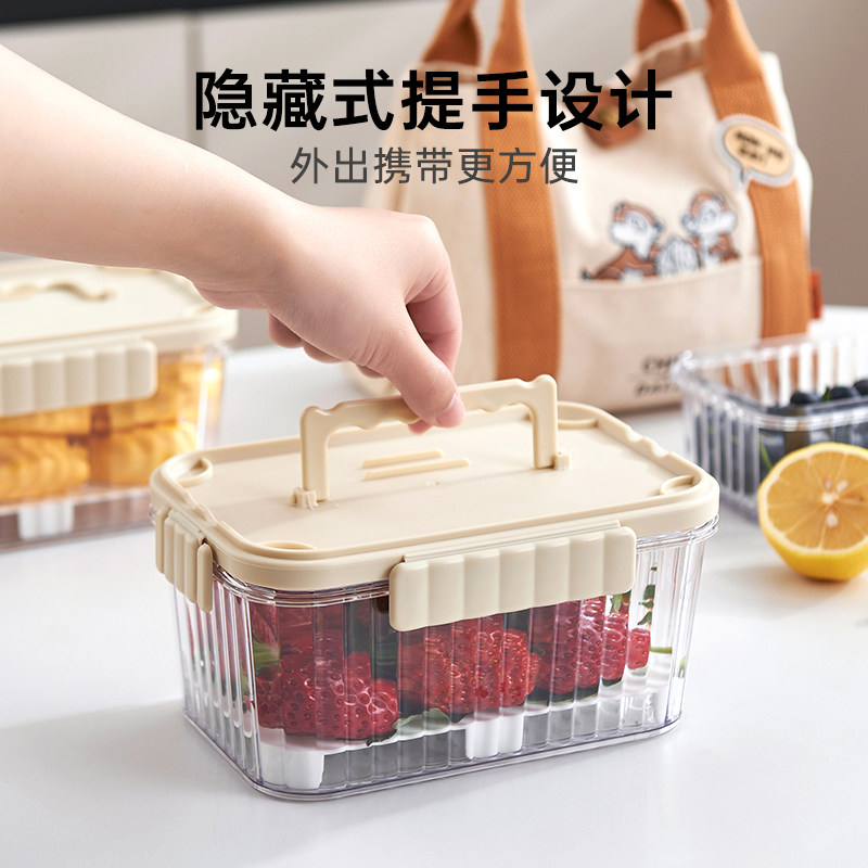 水果便当盒带叉子沥水冰盒可携式露营小学生上班自带冰格移动保鲜