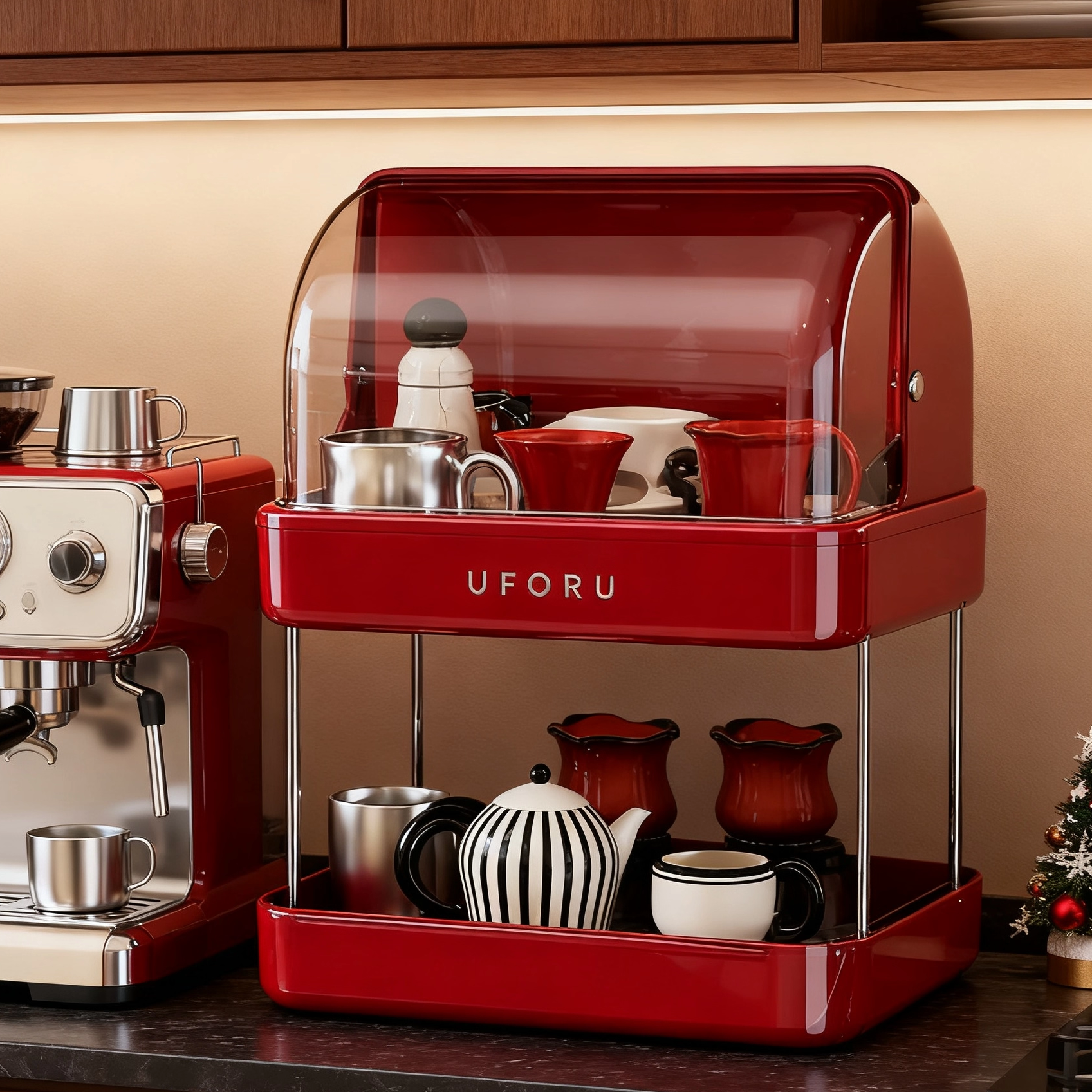 杯子收纳置物架圣诞桌面双层