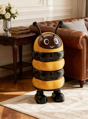 创意卡通蜜蜂垃圾桶可爱家用客厅新款桶高档轻奢卧室摆件高颜值桶