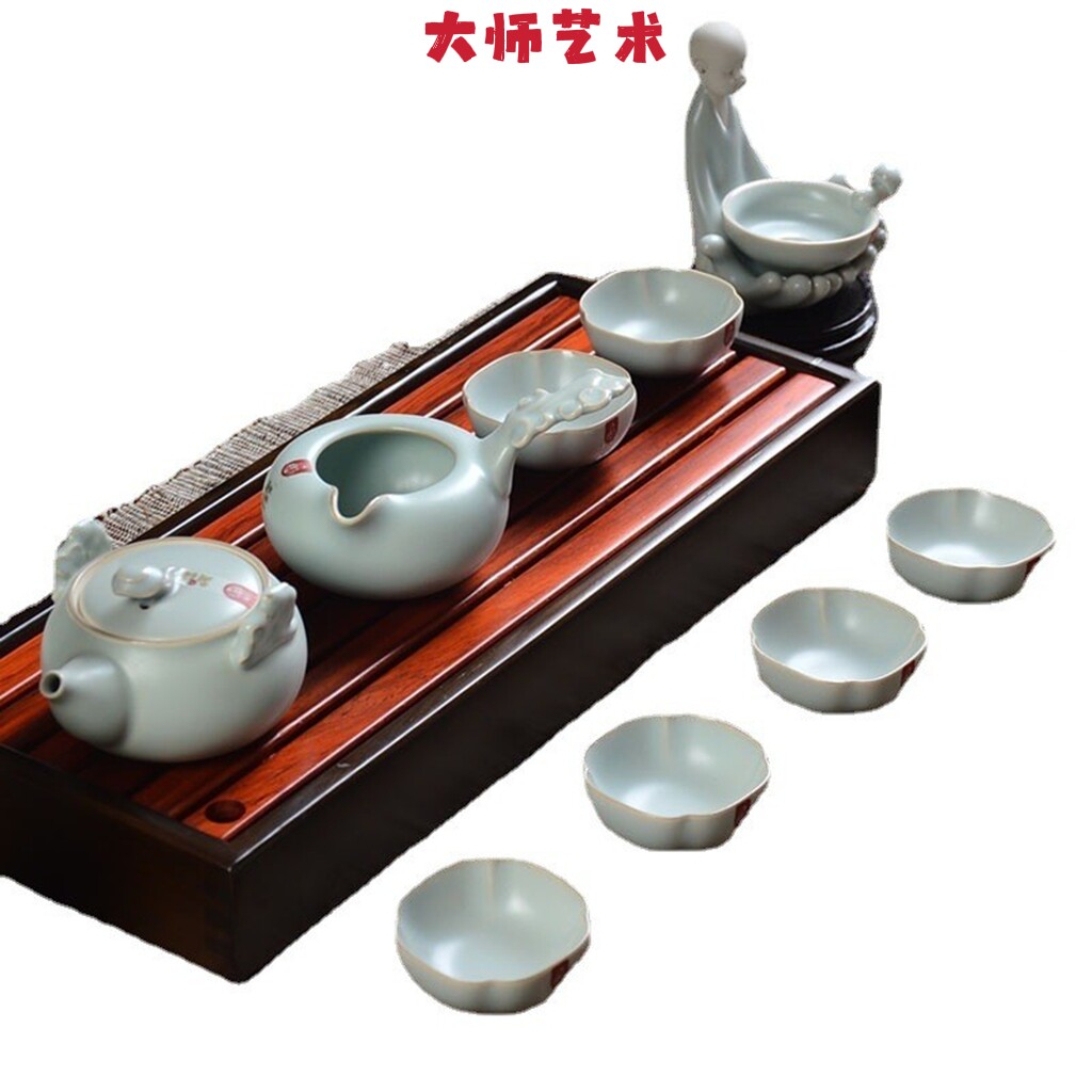 大师艺术高端汝窑功夫茶具套装家用陶瓷茶具盖碗茶杯婚庆礼品