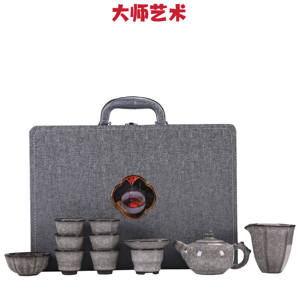 大师艺术高端冰花黑冰蝉翼纹手工盖碗茶杯家用泡茶陶瓷茶具套装